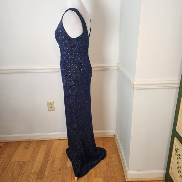 VTG Y2K 90s City Triangles Dress Sz Medium Glitter Blue Maxi Formal Fairy Sparkl - Picture 6 of 11